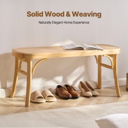 Rottinkipenkki muovirottinki istuinosa 110 cm pitkä massiivipuurunko tammijalat 113 kg kantavuus