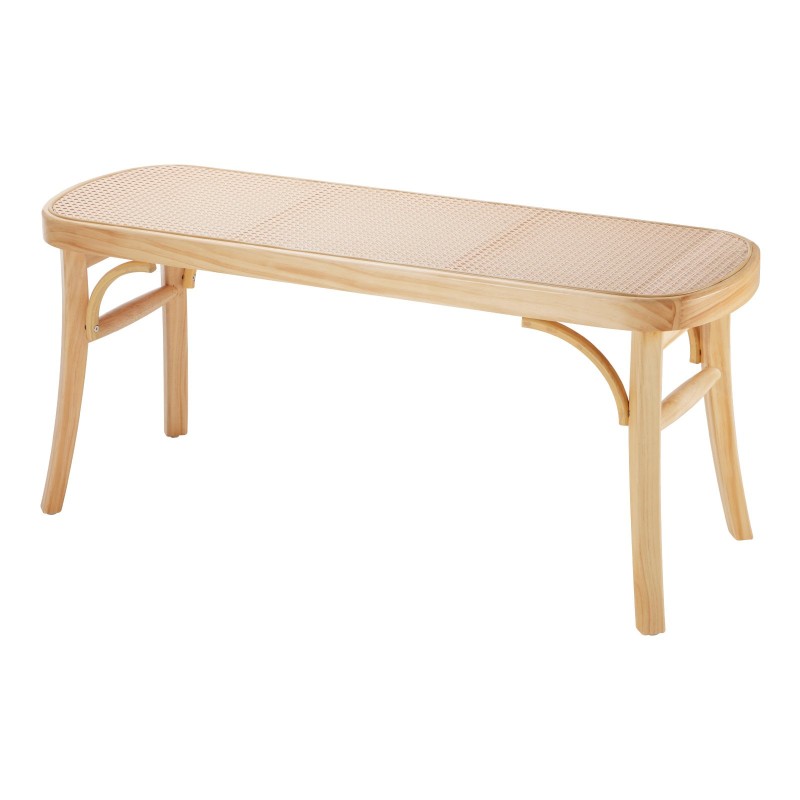 Rottinkipenkki muovirottinki istuinosa 110 cm pitkä massiivipuurunko tammijalat 113 kg kantavuus