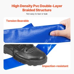 Takaisinhuuhteluletkusarja PVC-muovinen 51 mm x 30,5 m sininen alumiiniliittimet teräskiristimet