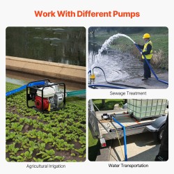 Huuhteluletku PVC 38 mm x 30,5 m sininen Camlock-liittimet kiristimet