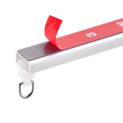 Kattokiinnitteinen muovinen kolmen metrin verhokiskosarja itsekiinnittyvä valkoinen kahdeksanosainen verhoille