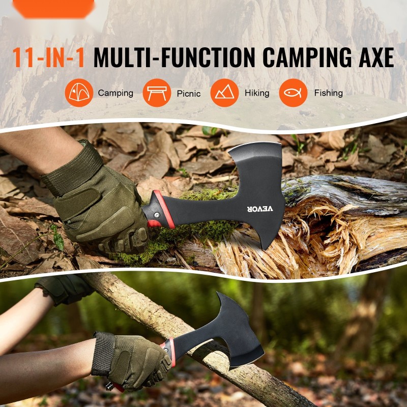 Retkityökalusetti 30Cr13-ruostumatonta terästä sisältää 16-tuumaisen viidakkoveitsen kirveen ja metsästysveitsen retkeilyyn