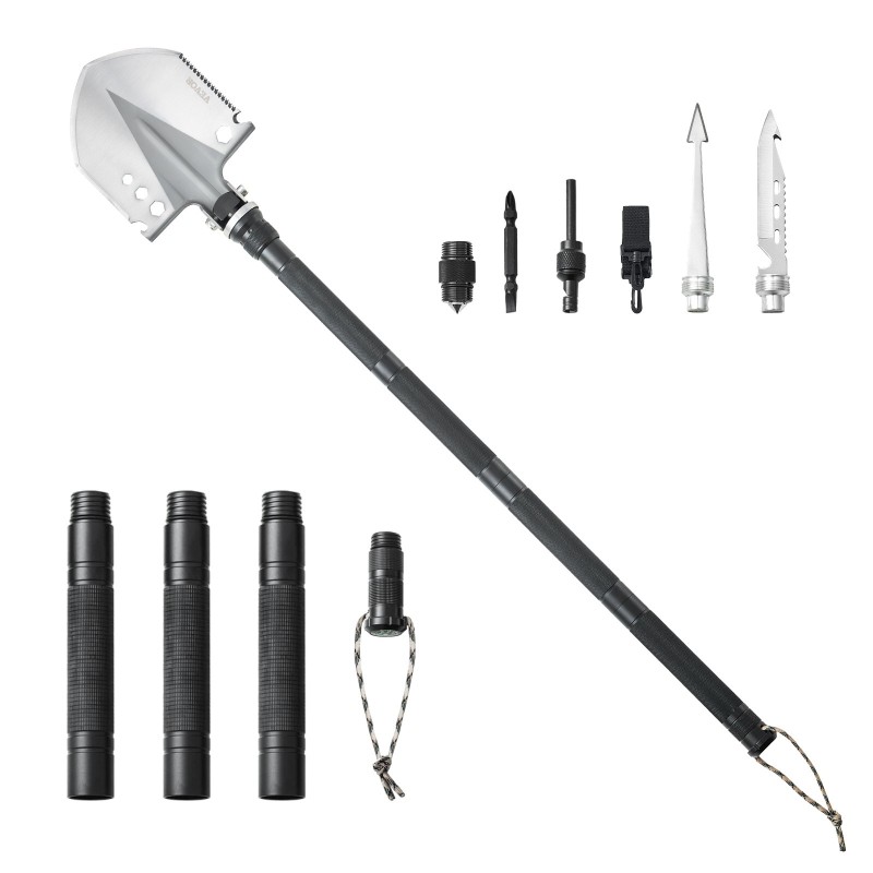 Taitettava selviytymislapio 13-osainen kompakti säädettävä kulma pidennettävillä jatkovarsilla