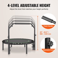 Minitrampoliini 40 tuumaa teräsrunko taittuva 150 kg kantavuus korkeussäädettävä kahva
