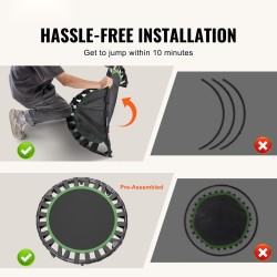 Minitrampoliini taittuva 36-tuumainen teräsrunko 100 kg kantavuus sisä- ja puutarhakäyttöön