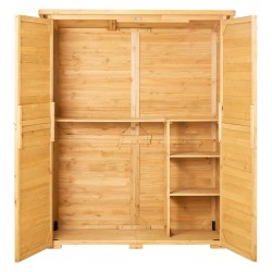 Puinen ulkosäilytyskaappi seetripuusta alumiinirungolla vesitiivis katto lukittavat kaksoisovet 1400x600x1715 mm