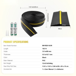 Autotallin oven kynnystiiviste PVC 5,03 m 89 mm 12,7 mm musta