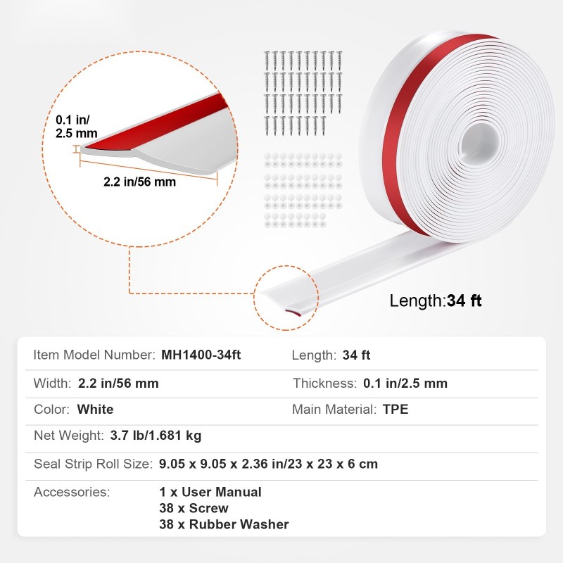 Autotallin oven ylä- ja sivutiiviste TPE 34 jalkaa valkoinen liimapinta ja ruuvit