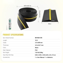 Autotallin kynnyksen tiivistenauha PVC 3,05 metriä 89 millimetriä musta