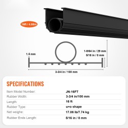 Autotallin oven alatiiviste ja kynnyssesetti PVC-muovi 16 jalkaa musta liimalla T-kiskollisiin oviin