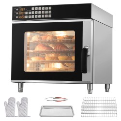 Pöytämallinen kiertoilmauuni 58 litraa 4 tasoa 2800 wattia karkaistu lasiovi ruostumaton teräs