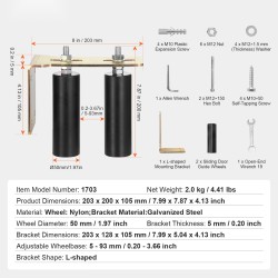 Liukuportin ohjainrullasarja terästeline L-muotoinen nailonrullat säädettävä rullaväli ulkokäyttöön