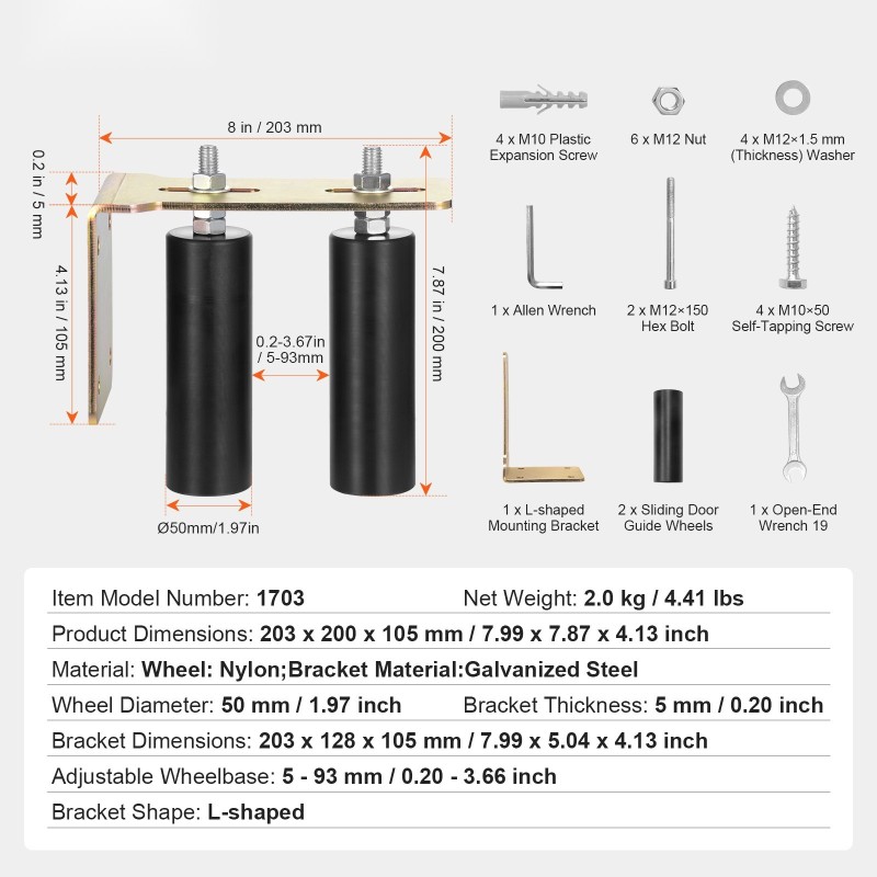 Liukuportin ohjainrullasarja terästeline L-muotoinen nailonrullat säädettävä rullaväli ulkokäyttöön