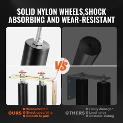 Liukuportin rullasarja kaksinkertaisilla nylonrullilla L-muotoisella teräskannattimella säädettävällä rullavälillä