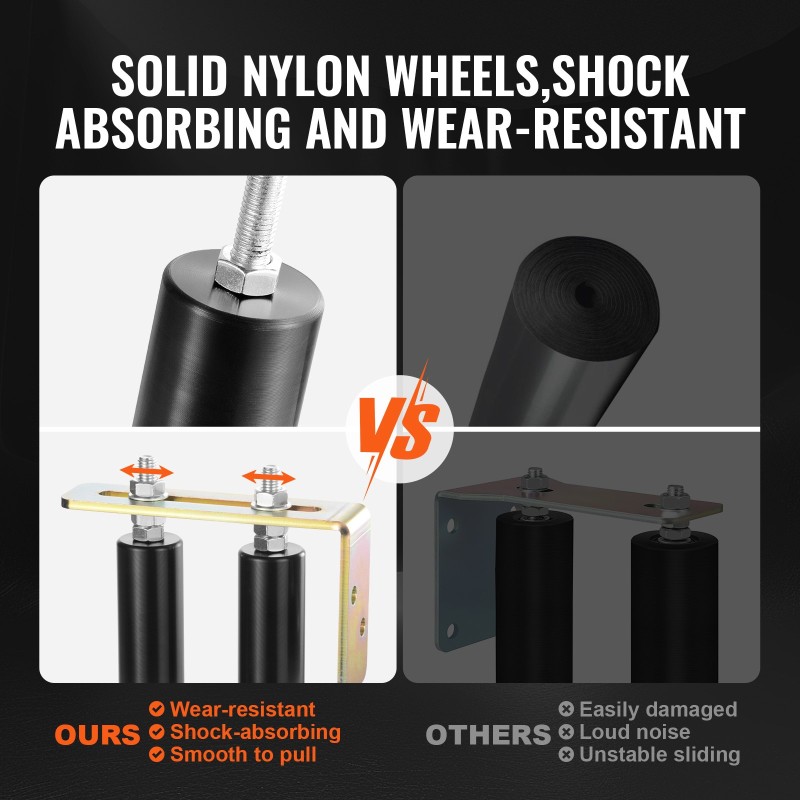 Liukuportin rullasarja kaksinkertaisilla nylonrullilla L-muotoisella teräskannattimella säädettävällä rullavälillä