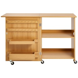 Taitettava ompelupöytä MDF ja PB luonnonpuunsävy säilytystilalla