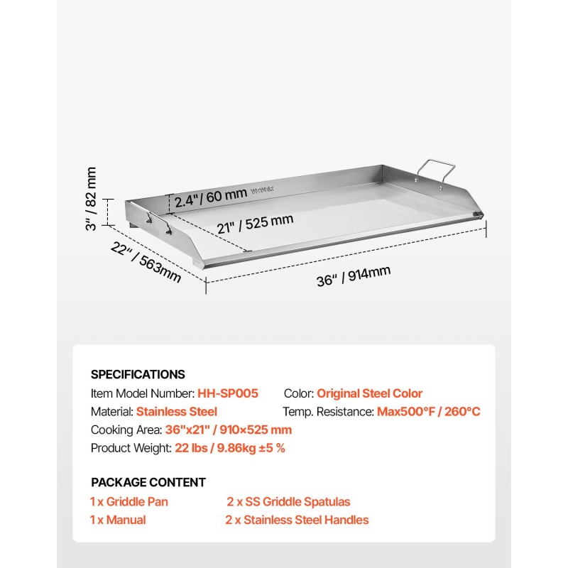 Tasoparila 36x22 tuumaa ruostumattomasta teräksestä kaasugrilliin teppanyakille ja retkeilyyn