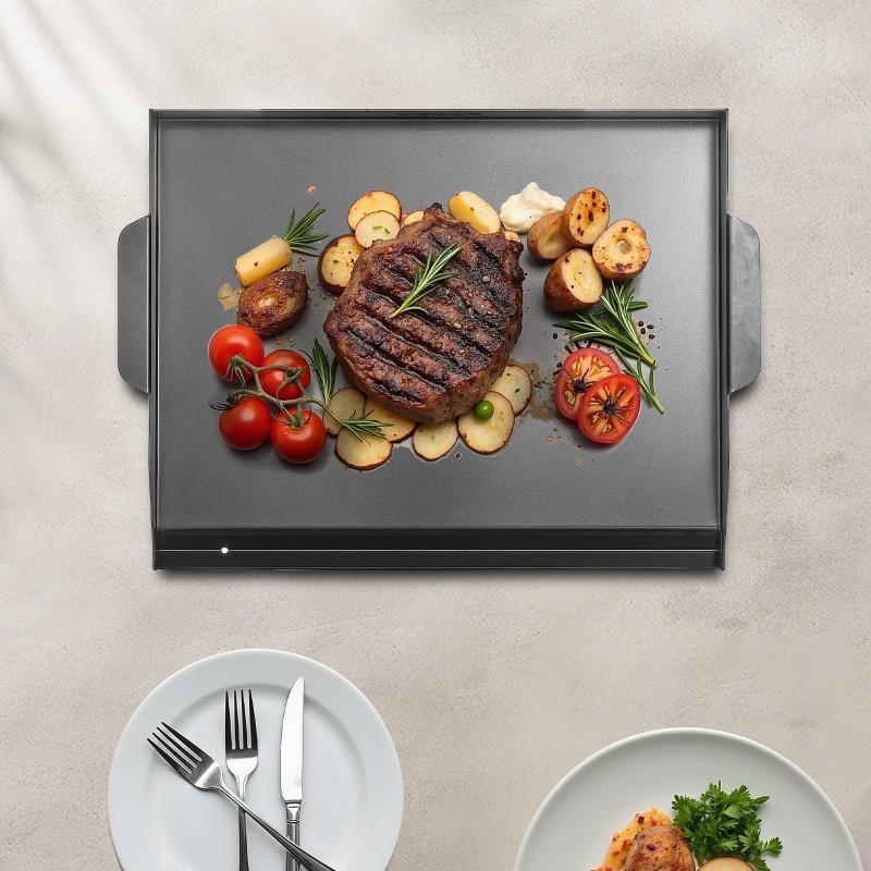 Hiiliteräs paistolevy 22x16-tuumainen kaasugrillille musta retkeilyyn ja pihajuhliin