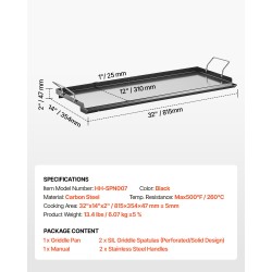 Grillitaso hiiliteräksinen suorakulmainen 32x14 tuumaa kaasugrillille kantokahvoilla