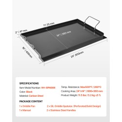 Hiiliteräksinen suorakaiteinen grillitaso 606x360 mm kaasugrilleihin kannettavilla kahvoilla