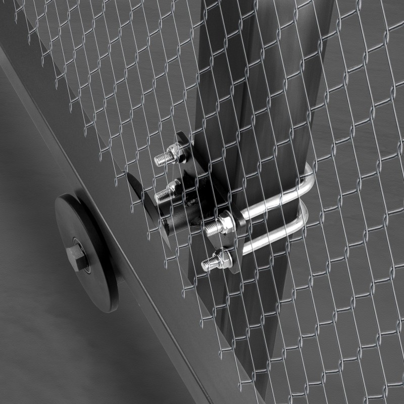 Liukuporttisarja teräskiinnikkeillä Q235B ja 150 mm nailonpyörillä 4 kpl vapaasti kannateltaville porteille