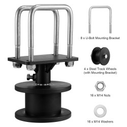 Liukuporttisarja teräskiinnikkeillä Q235B ja 150 mm nailonpyörillä 4 kpl vapaasti kannateltaville porteille