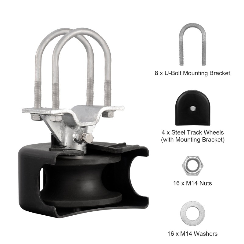 Liukuportin rullasarja teräskiinnikkeellä neljä nailonpyörää hiljainen toiminta ulkokäyttöön