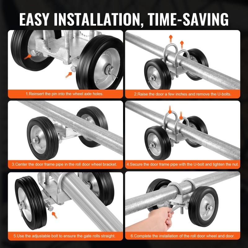 Liukuportin rullasarja teräsrunko kumipyörät 146 mm säädettävä ruosteenkestävä