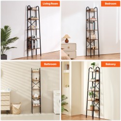 Kirjahylly metallia kapea viisitason korkea MDF hyllyillä kaatumissuojalla