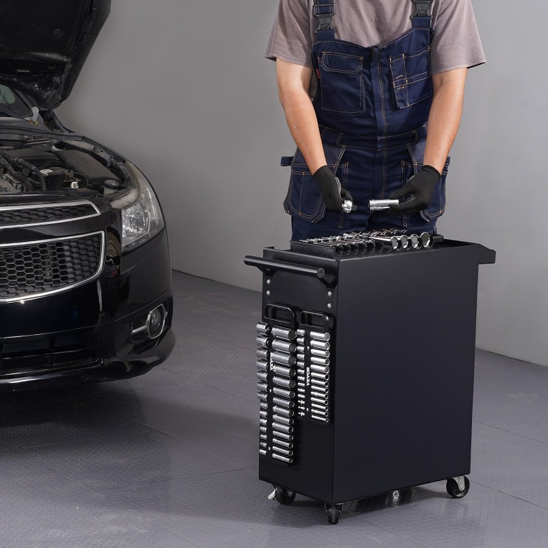 Hylsysäilyteline ABS-muovi 3-osainen 76 paikkaa 1/4 3/8 1/2 magneettipohjalla kahvalla