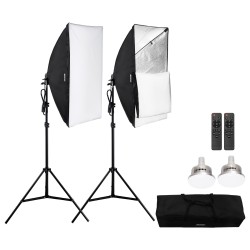 Softbox-valosetti 50 x 70 cm 2 E27-LED-lamppua 45W 3000–6500K valokuvaukseen ja videokuvaukseen