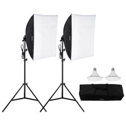 Softbox-valaistussetti Oxford-kangas 600×600 mm 2 kpl 30W 5500K säädettävä jalusta
