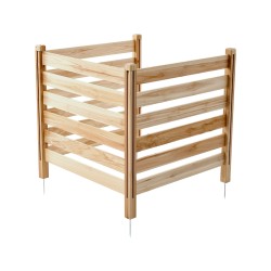 Puun yksityisyysaita täyspuuta metallipaaluilla kolmen paneelin korkeus 914 millimetriä