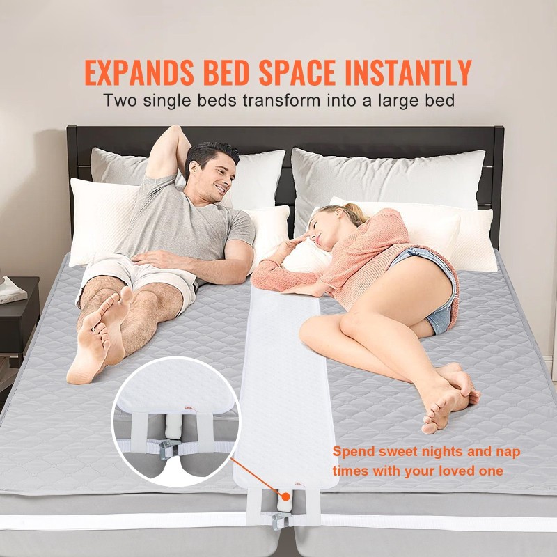 Sängyn välikappale polyesteripuuvilla 25D-muistivaahto kiristettävällä hihnalla valkoinen kahdelle patjalle