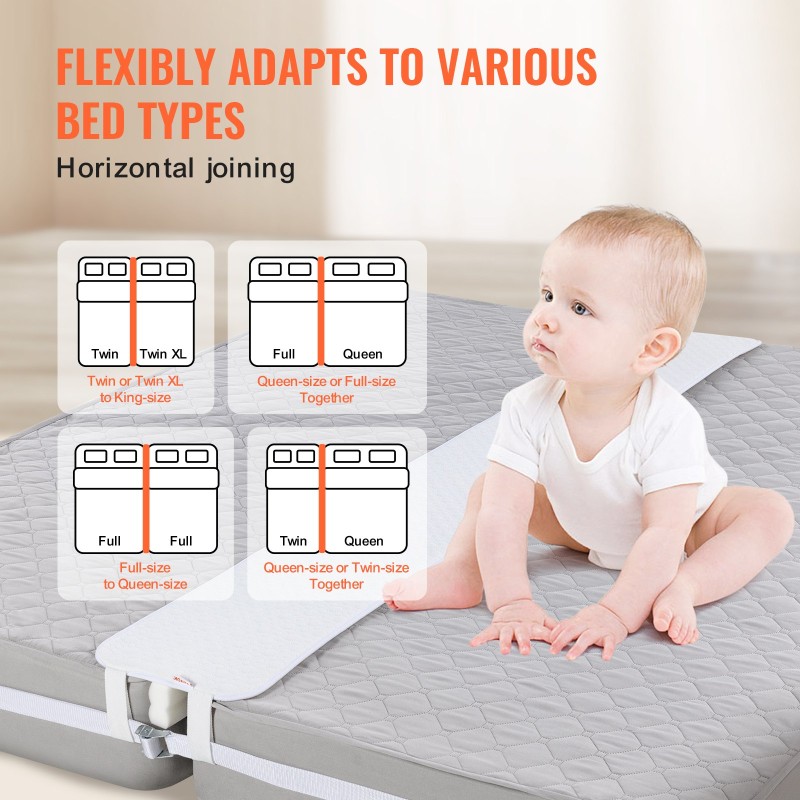 Sängyn välikappale polyesteripuuvilla 25D-muistivaahto kiristettävällä hihnalla valkoinen kahdelle patjalle