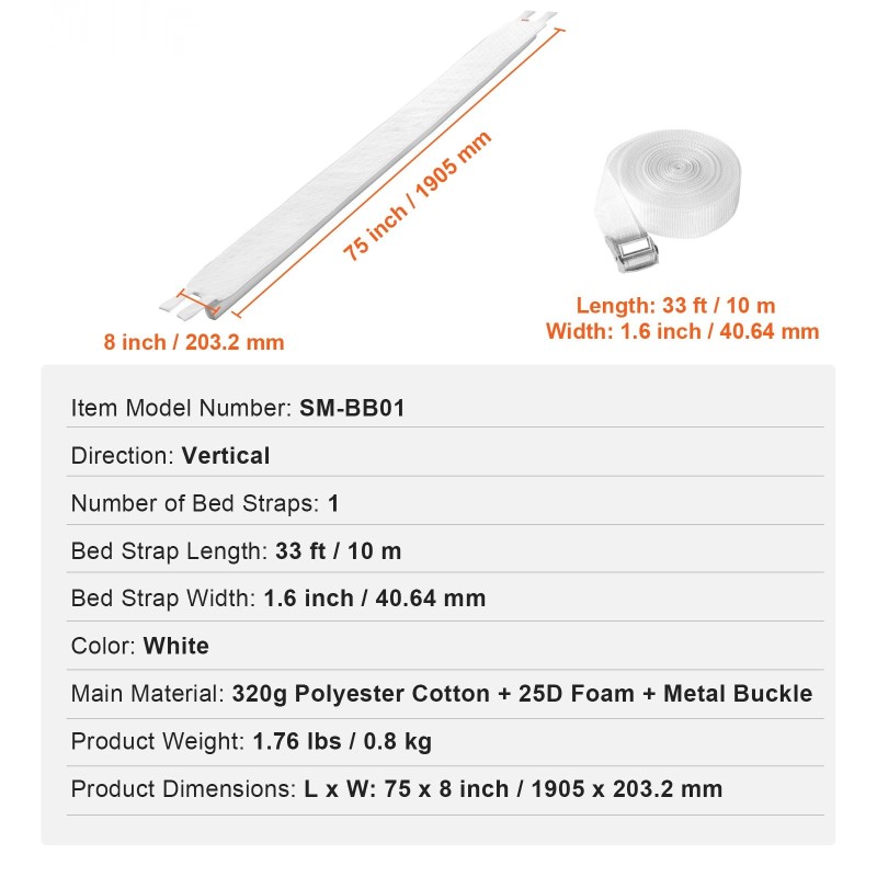 Sänkysilta kahden erillisen patjan yhdistämiseen kiinnitysremmillä polyesteripuuvilla 25D-vaahtomuovi valkoinen