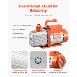 2-vaiheinen roottorityyppinen tyhjiöpumppu 533 L/min 0,2 Pa ilmastointihuoltoon ja autohuoltoon