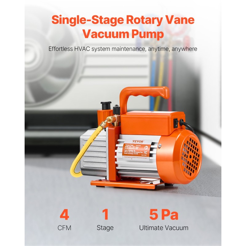 Pyörölapainen yksivaiheinen tyhjiöpumppu 4 CFM 5 Pa 150W R134a R22 R410a