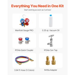 Pyöriväsiipinen 1-vaiheinen tyhjiöpumppu 3,5 CFM manometrisarjalla ilmastointihuoltoon