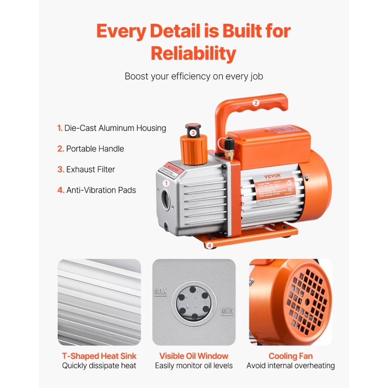 Tyhjöpumppu 4.5 CFM 5 Pa loppupaine mittarisarja kolmisävyinen letku