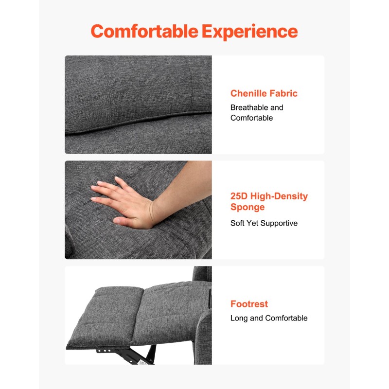 Sähkökäyttöinen nostettava lepotuoli pehmeällä verhoilulla kaksoismoottorilla hieronnalla ja lämmityksellä