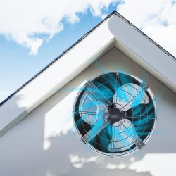 Ullakkopuhallin 15 tuumaa galvanoitu päätyseinään asennettava säädettävällä termostaatilla