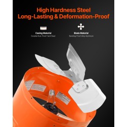 Päätyseinään asennettava 15-tuumainen poistoilmapuhallin säädettävällä termostaatilla ulkoverkolla sopii ullakolle ja