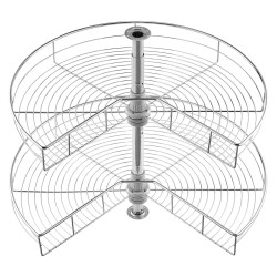 Kulmahylly munuaismallinen kaksikerroksinen kromipinnoitettu hiiliteräsrunko korkeussäädettävä 560 740 mm keittiön alakaappiin