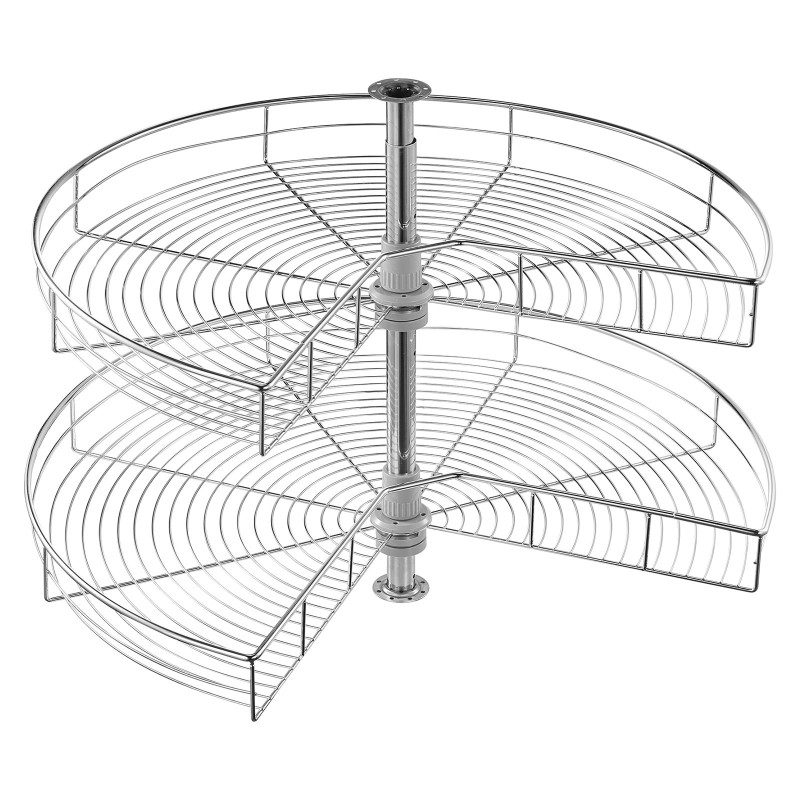 Kulmakaapin 2-kerroksinen munuaisenmuotoinen hylly hiiliteräs kromipinnoite täysin kääntyvä hydraulinen vaimennus