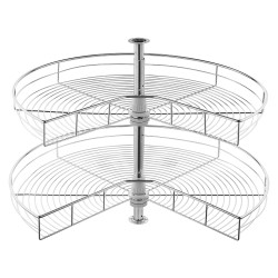 Kulmakaapin 2-kerroksinen munuaisenmuotoinen hylly hiiliteräs kromipinnoite täysin kääntyvä hydraulinen vaimennus