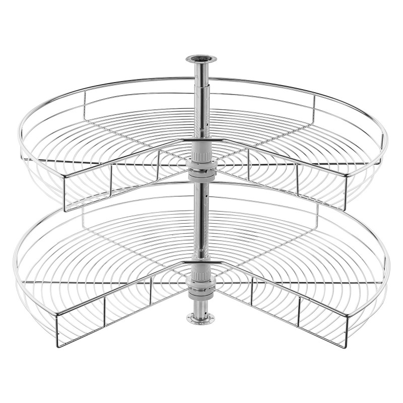 Kulmakaapin 2-kerroksinen munuaisenmuotoinen hylly hiiliteräs kromipinnoite täysin kääntyvä hydraulinen vaimennus