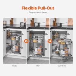 Ulosvedettävä sokean kulman kaapinjärjestelmä neljä koria hiiliteräs kromipinnoite alakaappiin