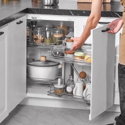 Ulosvedettävä sokean kulman kaapinjärjestelmä neljä koria hiiliteräs kromipinnoite alakaappiin