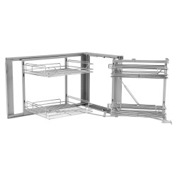 Ulosvedettävä sokean kulman kaapinjärjestelmä neljä koria hiiliteräs kromipinnoite alakaappiin